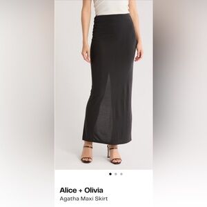 Alice + Olivia Black Pencil Maxi Skirt with Slit
